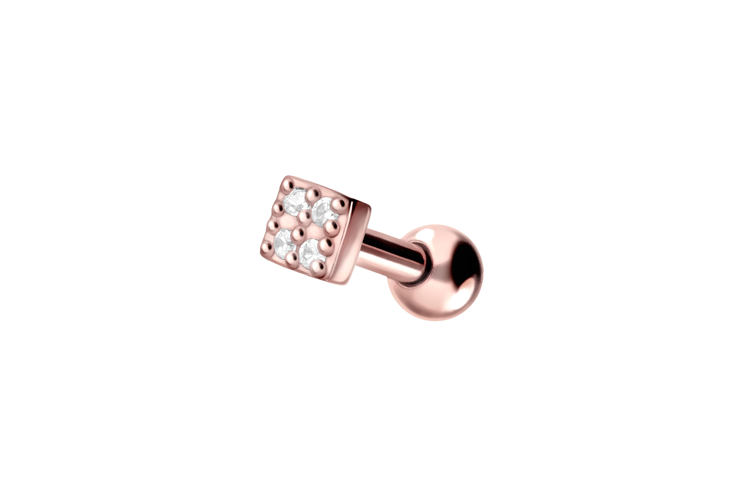 Chirurgenstahl Ohrpiercing QUADRAT + 4 EINGEFASSTE KRISTALLE